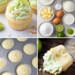 Coconut cupcakes with lime frosting on a decorative platter