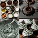 Delicious mint chocolate cupcakes topped with creamy mint frosting
