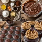 Mocha cupcakes with creamy coffee frosting on a decorative plate