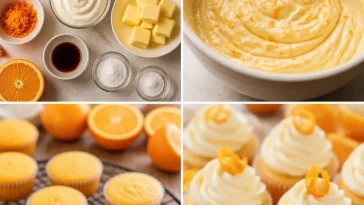 Delicious Orange Creamsicle Cupcakes topped with creamy orange frosting.