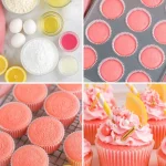 Delicious pink lemonade cupcakes with frosting and lemon slices on a plate